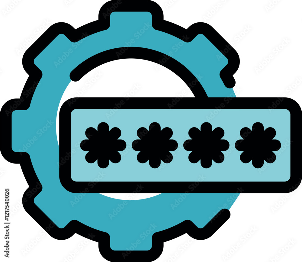 Aufkleber password protected by gear, symbolizing system preferences and security settings