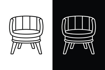 Barrel chair icon vector on White Background ,Vector Art Illustration on white background.