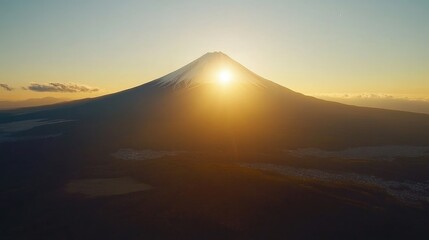 Majestic Mount Fuji Sunrise: A Golden Spectacle