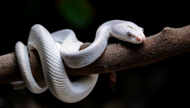 close up of a white snake 