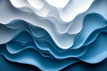 Obraz premium Waves of layered paper create a captivating visual representation of movement and texture in a design setting