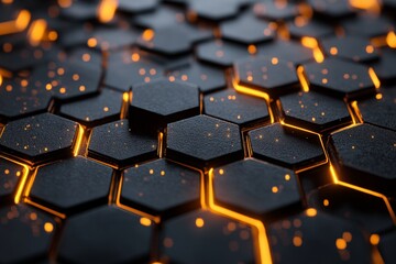 Obraz premium Hexagonal pattern with glowing lines and texture on a modern surface