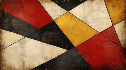 Abstract Geometric Red Black Yellow White Painting