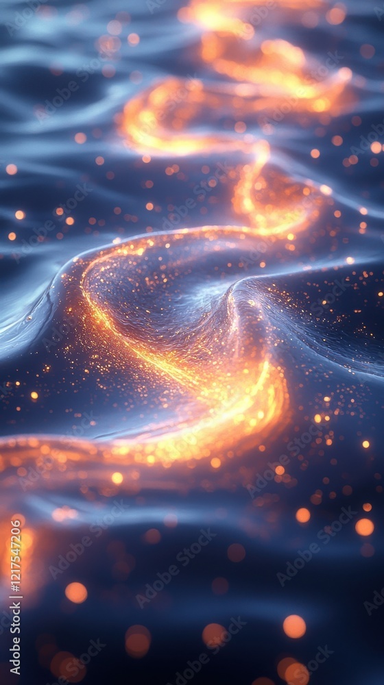 Poster dynamic fluid overlay with glowing gradients abstract textures digital art environment close-up view