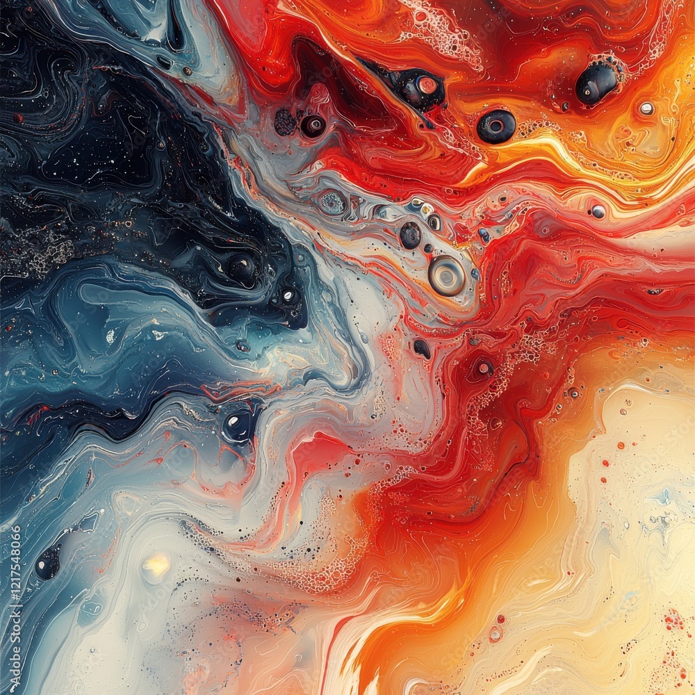 Poster dynamic fluid overlay patterns abstract art digital design vibrant colors aerial view textural geome