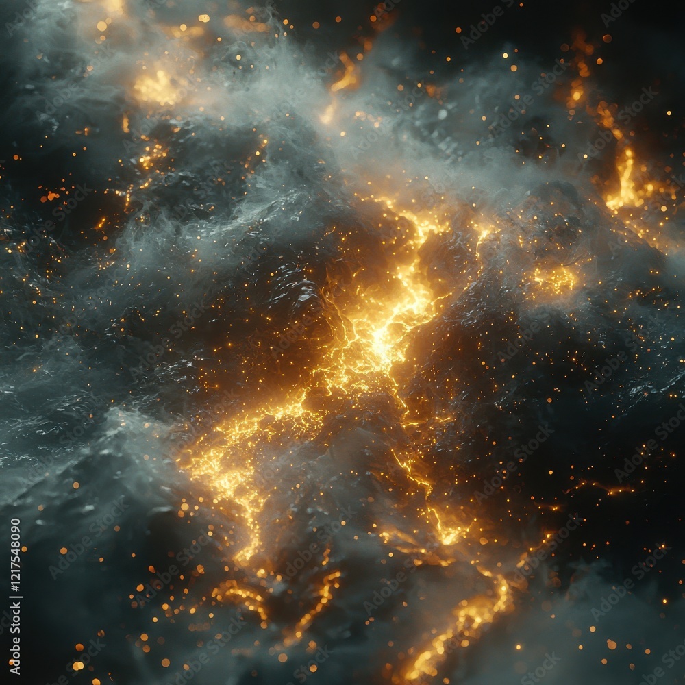 Poster dynamic energy textures in fluid overlay abstract art digital environment -detail visualization