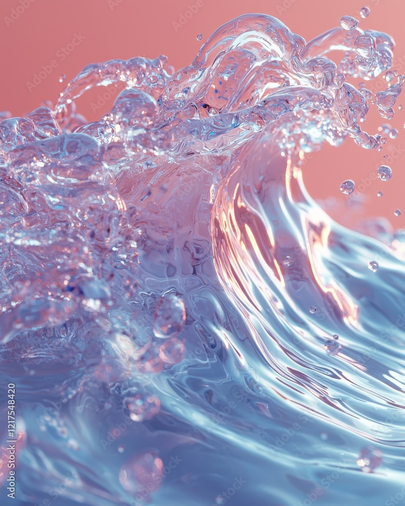 Poster dynamic fluid overlay waves abstract water textures studio setting close-up view hyper- colors