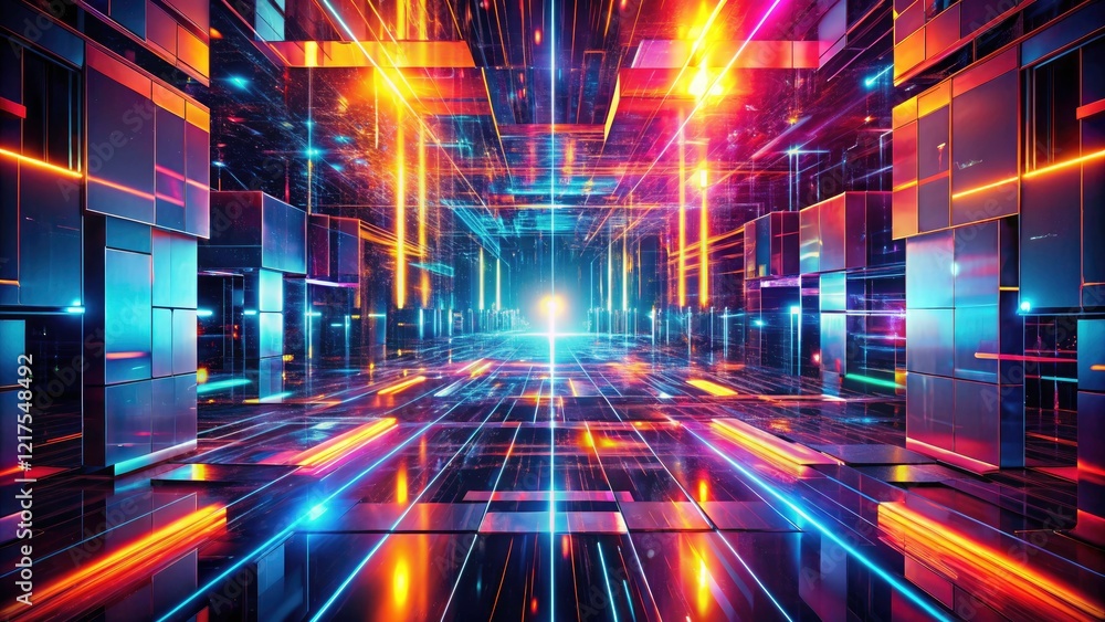 Poster abstract flowing lines create a dynamic digital wave, symbolizing futuristic technology.
