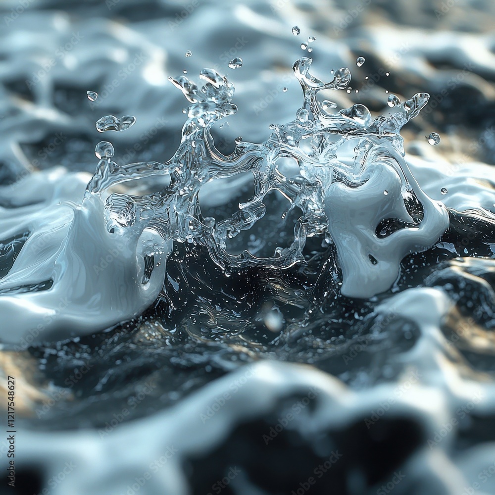 Poster dynamic energy textures of fluid overlay underwater scene macro natural environment close-up view ab