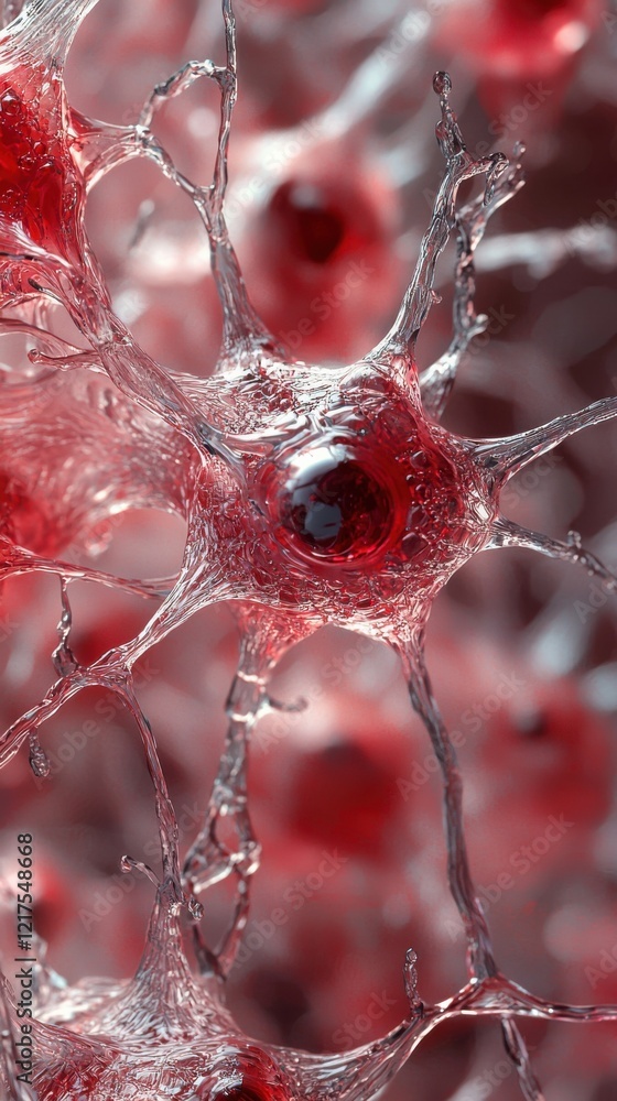 Poster dynamic fluid overlay of cellular structures abstract environment -detail textures close-up view