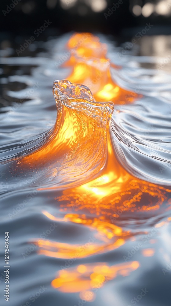 Poster flowing liquid textures with organic patterns natural setting visual art close-up fluid dynamics con