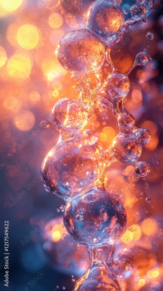 Poster dynamic liquid light textures abstract colorful bokeh artful environment close-up view fluid motion