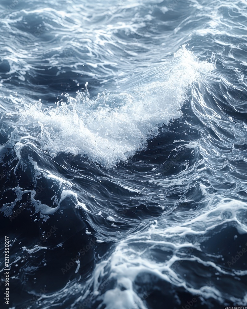 Poster dynamic ocean waves coastal region - image natural environment close-up view fluid overlay textures