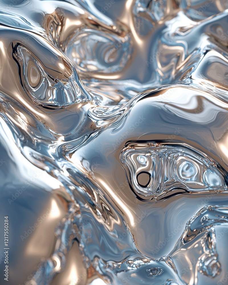 Poster dynamic metallic fluid textures abstract environment digital artwork hyper viewpoint creative concep