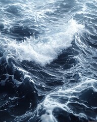 Fototapeta premium Dynamic ocean waves coastal region - image natural environment close-up view fluid overlay textures