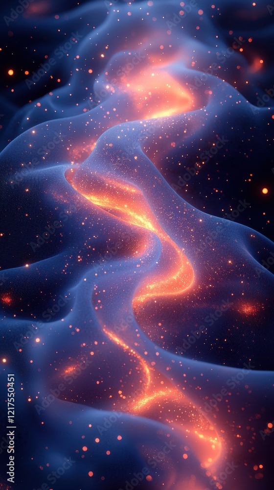 Poster dynamic fluid energy textures in cosmic environment abstract art digital creation hyper detail