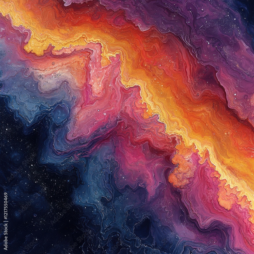 Poster dynamic fluid overlay abstract art digital creation cosmic environment vibrant textures artistic per