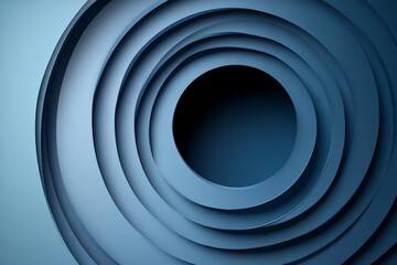Abstract concentric circles in varying shades of blue create a modern design element