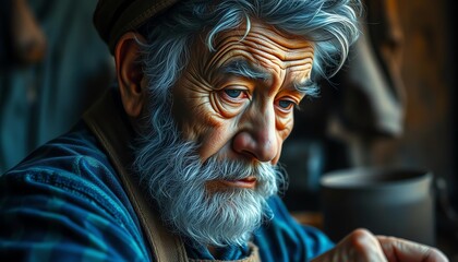 Portrait of a senior artisan at work