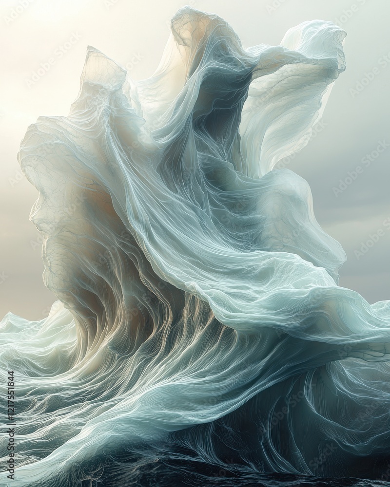 Aufkleber dynamic fluid design textures abstract ocean digital art ethereal environment aerial viewpoint hyper