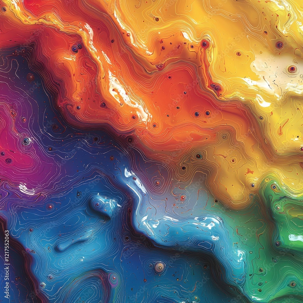Poster dynamic fluid overlay gradient patterns abstract art colorful textures digital environment close-up 