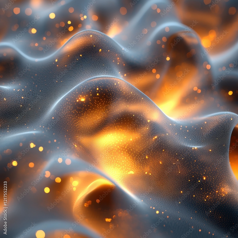 Poster dynamic fluid overlay abstract glow textures modern digital art studio environment close-up conceptu