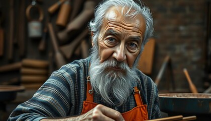 Obraz premium Portrait of a senior artisan at work