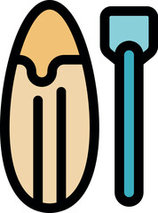 Colorful icon of a stand up paddle board and paddle, ideal for representing water sports, outdoor activities, and summer fun