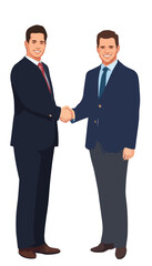 Two Men Shaking Hands Vector Illustration for Greeting Gesture