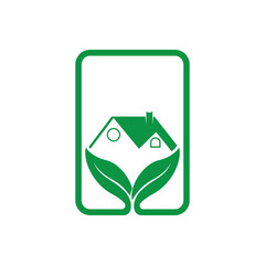 Green house leaf simple logo design