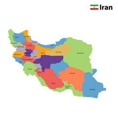 Obraz premium Map of Iran with flag. 3d map of Iran 