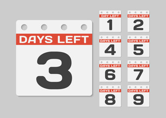 Countdown daily page calendar icon - 3 days left