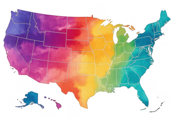 USA modern minimalistic map 
