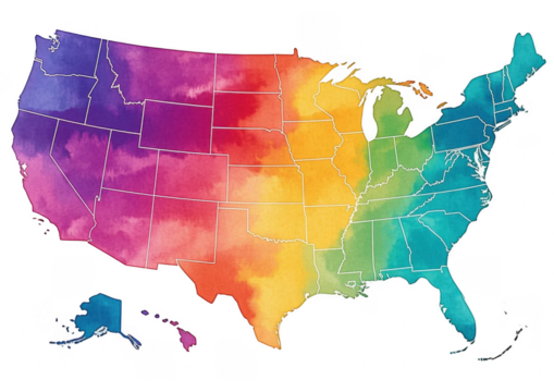 USA modern minimalistic map 
