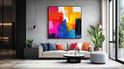 Vibrant abstract art with bold brushstrokes, colorful and expressive modern design  