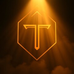 Obraz premium Illuminated Cross Symbol in Hexagon Light Beam