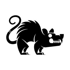 Vector Cartoon Purple And Green Rat Icon Isolated