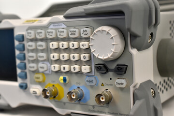An electronic oscilloscope in the laboratory. A device for measuring voltage.
