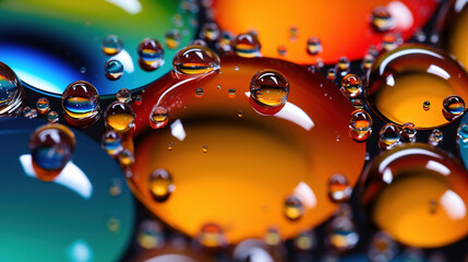 Colorful Water Drops Macro Photography