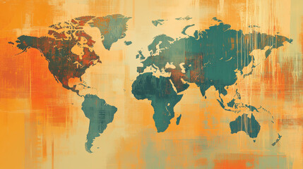 Global-themed presentation background featuring world maps, cultural elements, and international imagery, suitable for global business, diplomacy, and cultural presentations