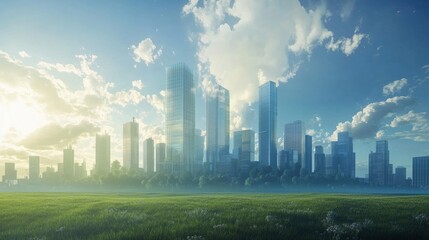 A hydrogen power plant with advanced fuel cell technology, providing clean electricity to a sustainable urban landscape powered by hydrogen energy