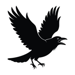 crow vector silhouette illustration on white background
