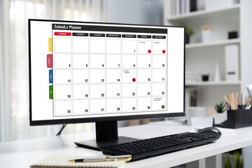 Calendar on computer software application for brisk schedule planning for personal organizer and...