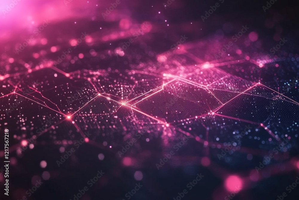 Aufkleber colorful digital network pattern glows in a vibrant abstract design with connecting nodes and lumino