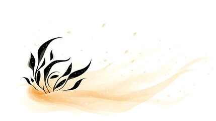 Obraz premium Abstract Floral Design with Peach Waves and Sparkle