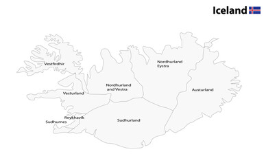 Obraz premium Map of Iceland with flag. 3d map of Iceland. Printable Vector Map of Iceland 