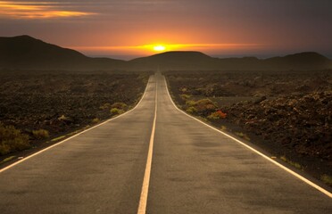 sunset on the highway