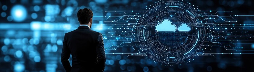 Fototapeta premium Business Professional Strategies for Cloud Solutions in Digital Office Environments