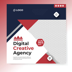 Fototapeta premium Digital marketing and corporate business service social media post banner template design