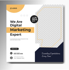 Fototapeta premium Digital marketing and corporate business service social media post banner template design